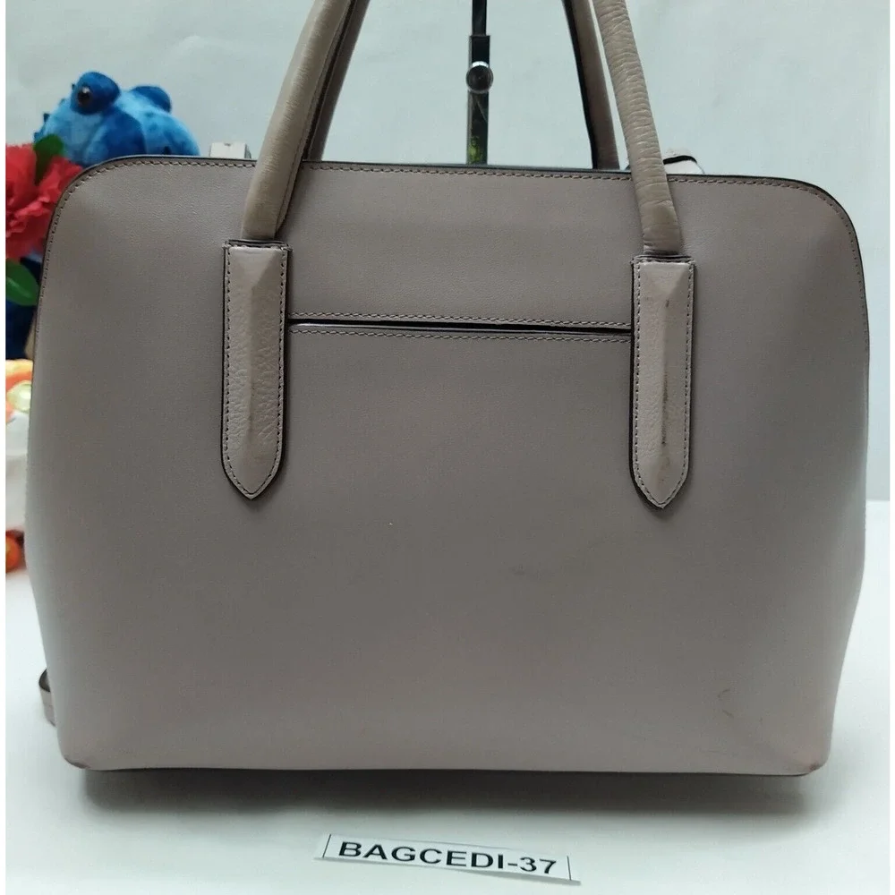 Radley London Gray Leather Double Handles Zipper Closure Satchel Bag